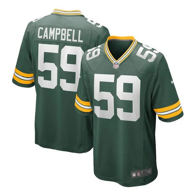 Men's Green Bay Packers #59 De'Vondre Campbell Green Football Stitched Game Jersey - Click Image to Close